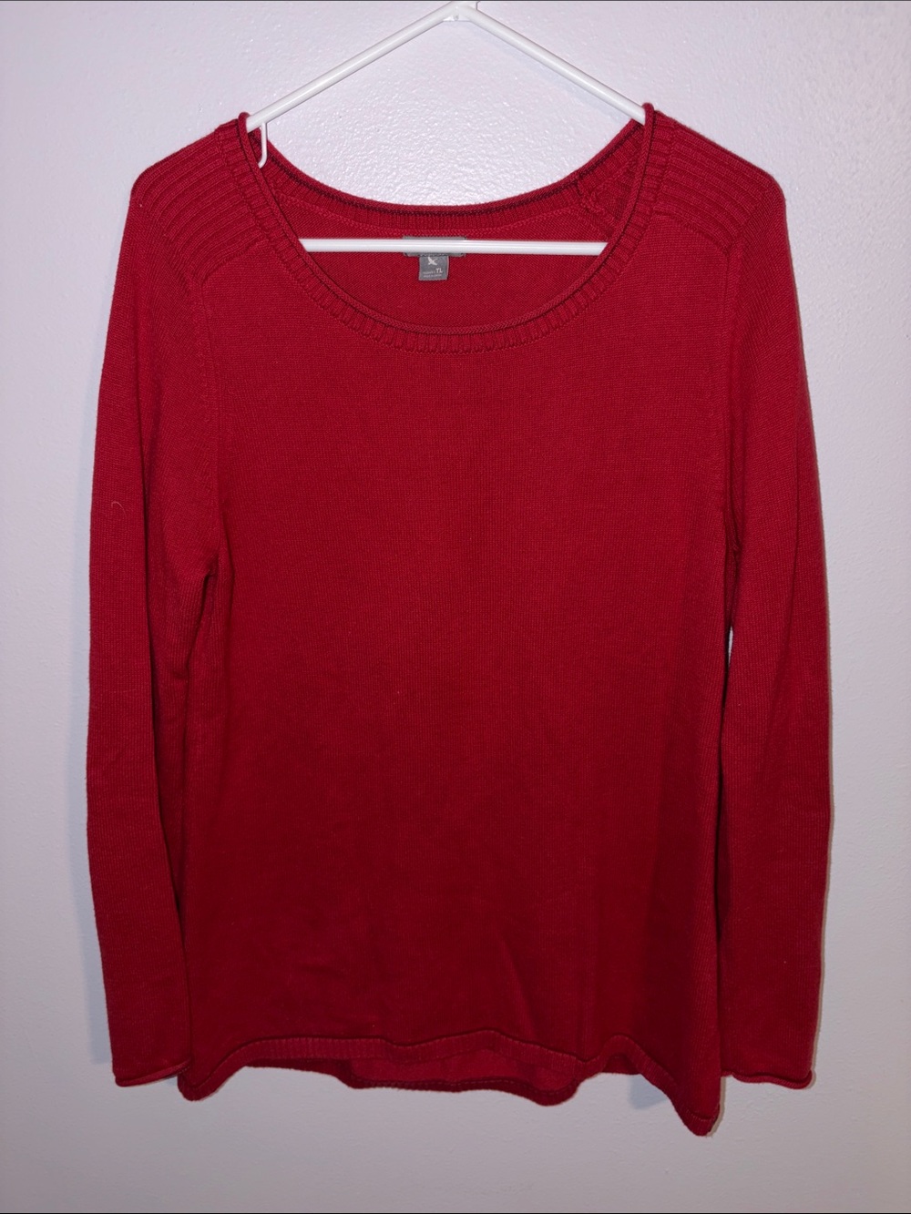 Eddie Bauer Red Scoop Neck Women's Sweater, sz LT